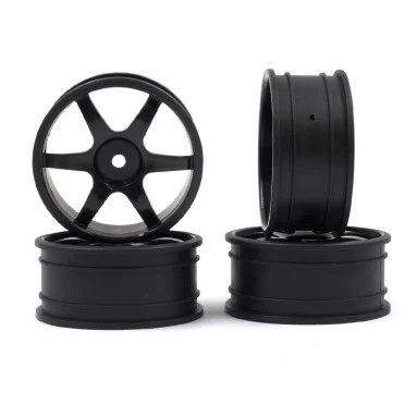 Ride 24mm 6 Spoke Rim 4 pcs Black For 1/10 RC Touring Car